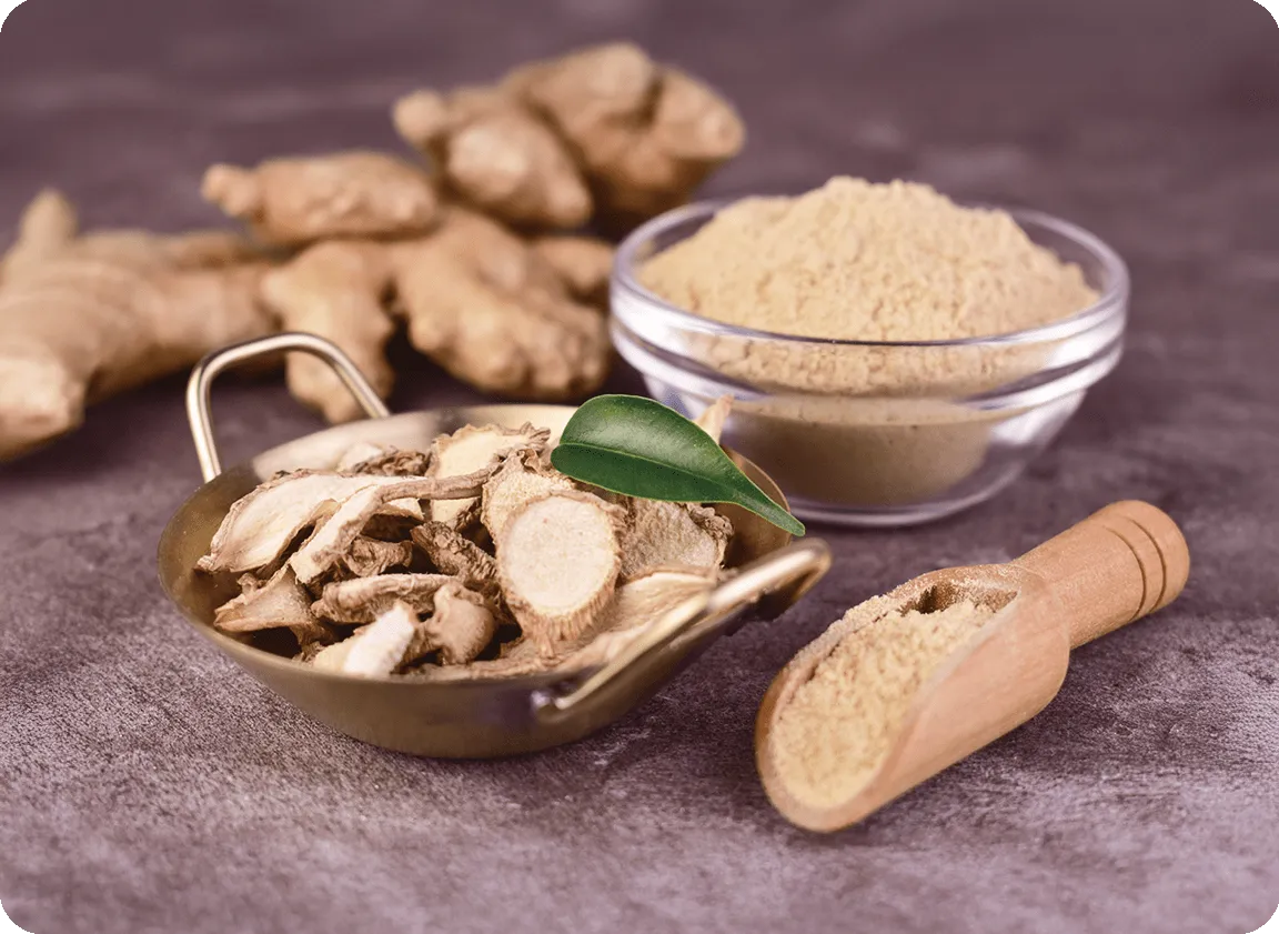 田七人参・乾燥生姜・あまに油など健康食材の写真