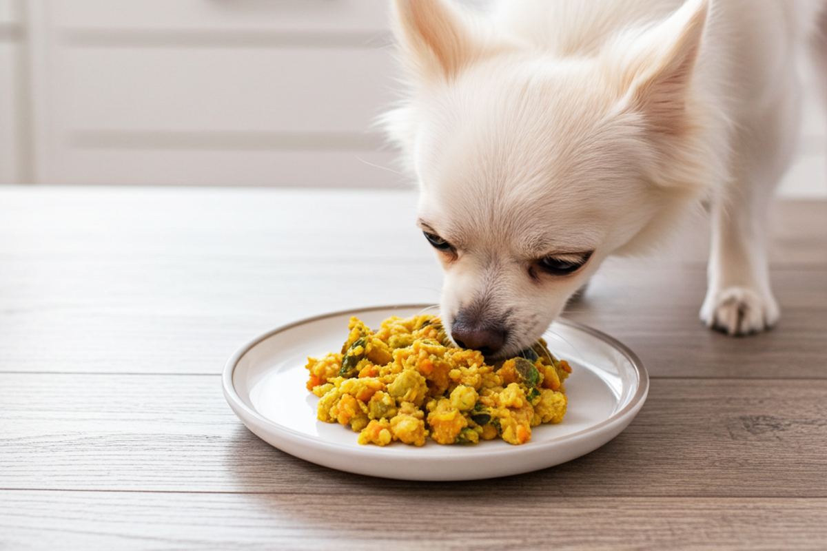 まごころごはんを食べるチワワ