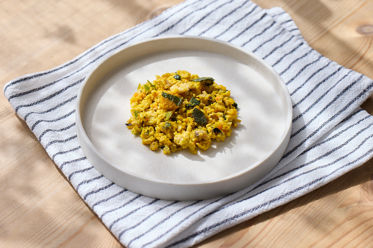 まごころごはんでエネルギー補給をする犬