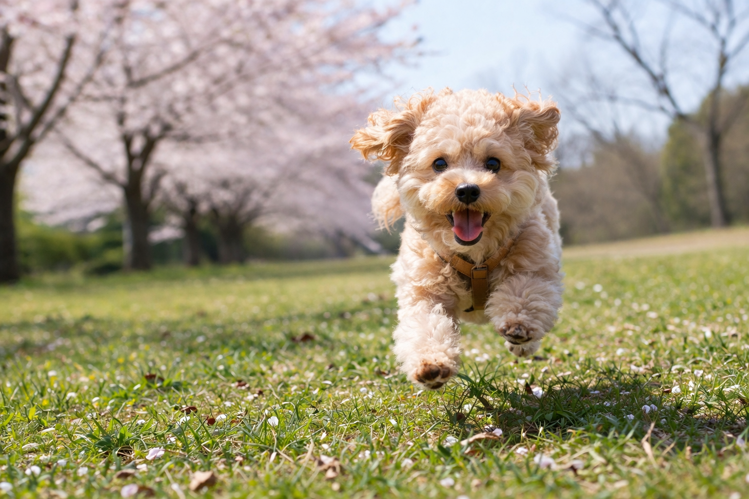 春に活動量が増える犬のイメージ