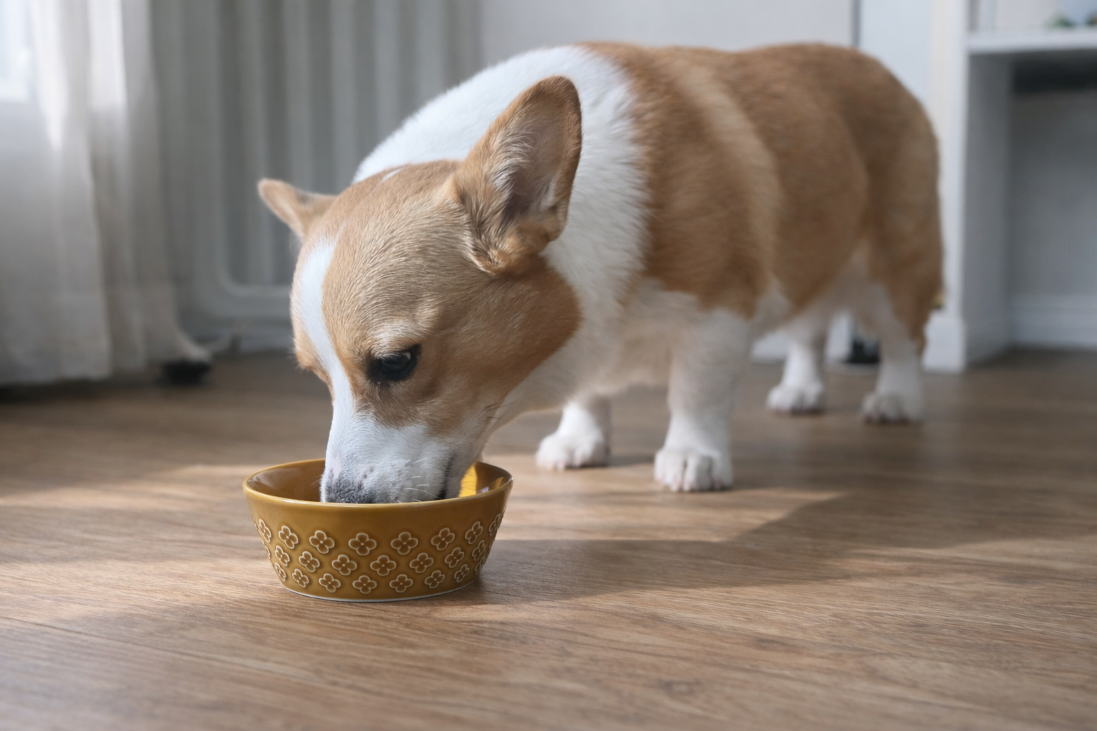 食べやすさを意識した暑い季節のコーギーのごはんイメージ