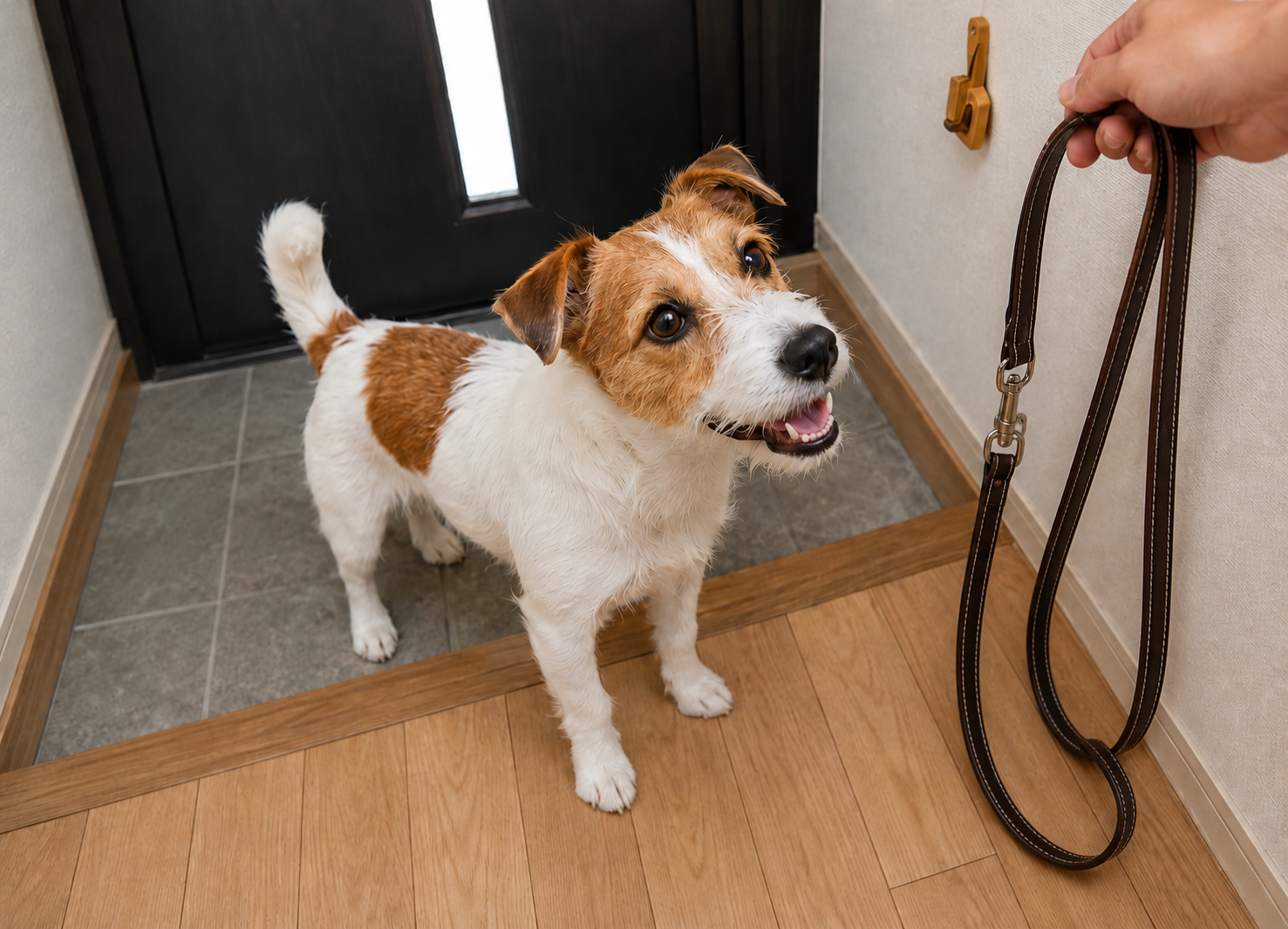 涼しい時間に散歩を楽しむ犬のイメージ