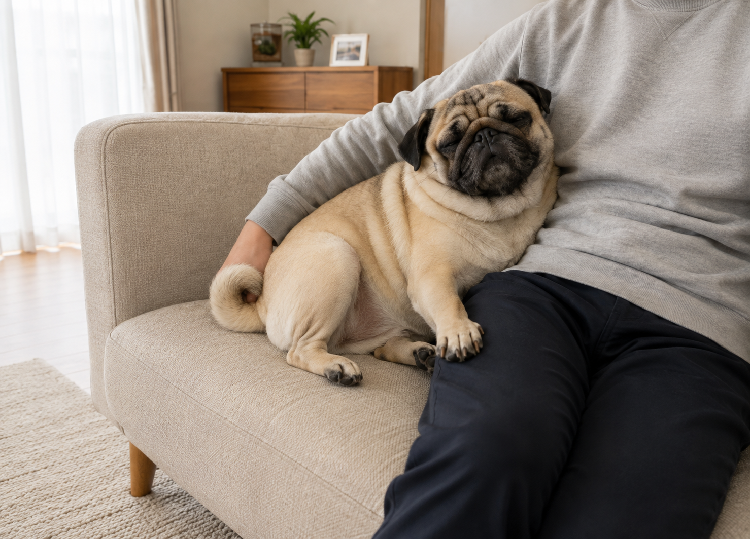 安心できる場所でぐっすり眠る犬