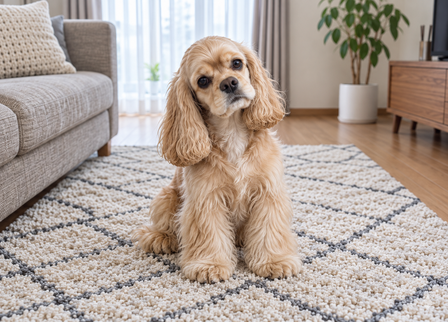 前足で飼い主に触れながら何かを伝えようとする犬